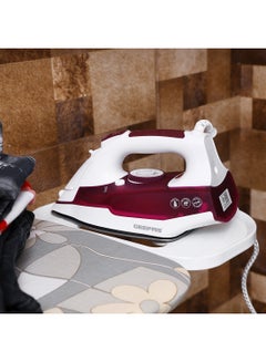GEEPAS Steam Iron With Non-Stick Soleplate, Powerful Steam, Effortless Wrinkle Removal 240 ml 2400 W GSI7809 Maroon & White  - Image 3