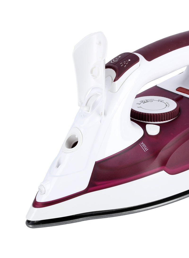 GEEPAS - Steam Iron With Non-Stick Soleplate, Powerful Steam, Effortless Wrinkle Removal 240 ml 2400 W GSI7809 Maroon & White - Image 1