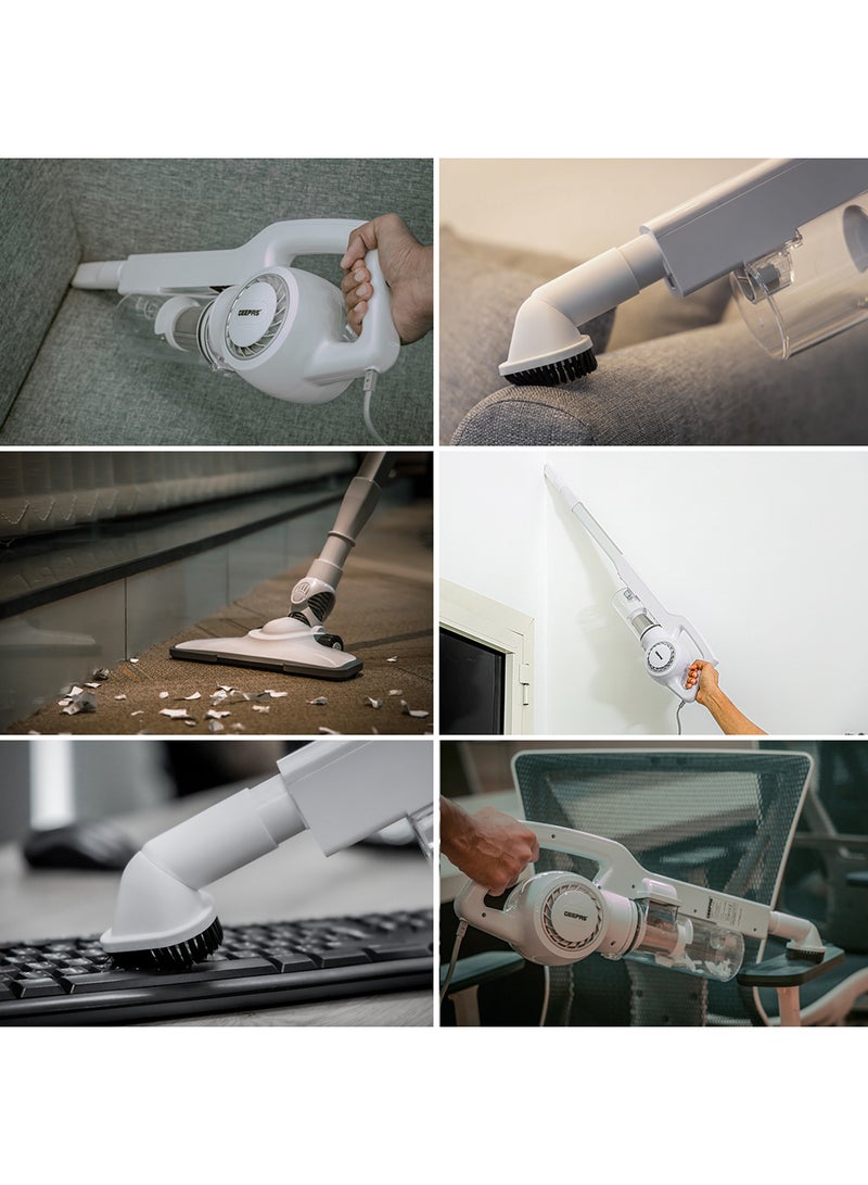 GEEPAS - Stick & Handheld Vacuum Cleaner, HEPA Filter, Handheld & Stick, 0.9L Dust Bag Capacity, 600W Powerful Motor, Transparent Dust Cup for Easy Check, Lightweight Body & Low Noise 0.9 L 600 W GVC2596N White - Image 1