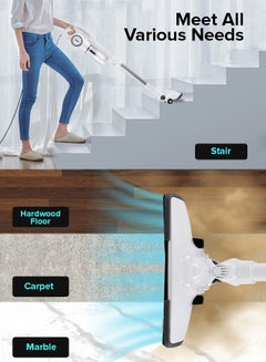 GEEPAS Stick & Handheld Vacuum Cleaner, HEPA Filter, Handheld & Stick, 0.9L Dust Bag Capacity, 600W Powerful Motor, Transparent Dust Cup for Easy Check, Lightweight Body & Low Noise 0.9 L 600 W GVC2596N White  - Image 4