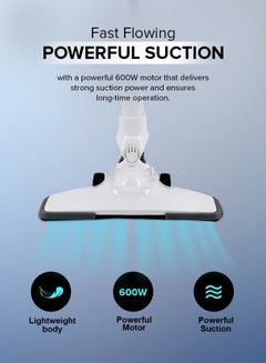 GEEPAS Stick & Handheld Vacuum Cleaner, HEPA Filter, Handheld & Stick, 0.9L Dust Bag Capacity, 600W Powerful Motor, Transparent Dust Cup for Easy Check, Lightweight Body & Low Noise 0.9 L 600 W GVC2596N White  - Image 2