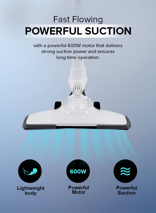 GEEPAS Stick & Handheld Vacuum Cleaner, HEPA Filter, Handheld & Stick, 0.9L Dust Bag Capacity, 600W Powerful Motor, Transparent Dust Cup for Easy Check, Lightweight Body & Low Noise 0.9 L 600 W GVC2596N White  - Image 2