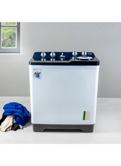 Twin Tub Semi-Automatic Washing Machine 13 Kg| 7Kg Spin Capacity Equipped with Strong Pulsator and Air Dry Spinning Function| Efficient Performance and Classic Design| Perfect for Home, Apartments | 1 Year Warranty 820 W GSWM18014N White/Blue