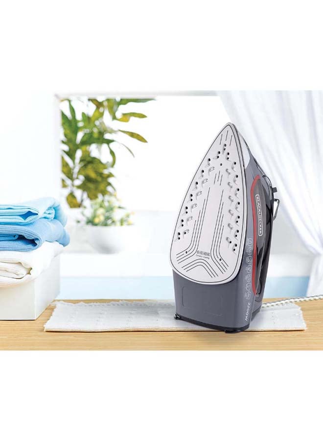 BLACK+DECKER Steam Iron with Ceramic Soleplate, 380ml Water Tank, Powerful Steam Burst, Adjustable Thermostat, Shockproof Body, 27 Steam Vents for Even Heat Distribution, 380 ml 2200 W X2050-B5 Grey/Black - Image 2