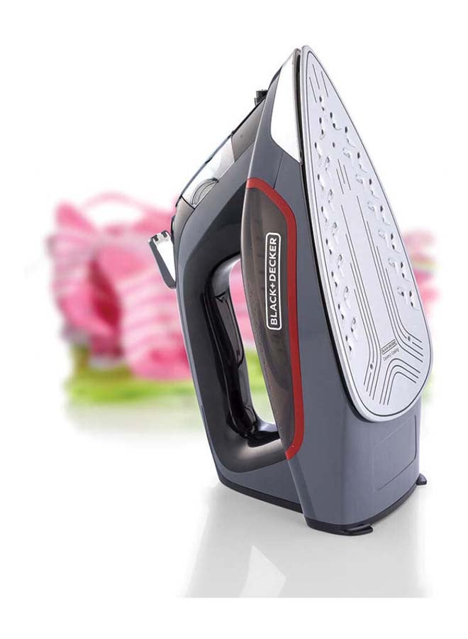 BLACK+DECKER Steam Iron with Ceramic Soleplate, 380ml Water Tank, Powerful Steam Burst, Adjustable Thermostat, Shockproof Body, 27 Steam Vents for Even Heat Distribution, 380 ml 2200 W X2050-B5 Grey/Black - Image 3