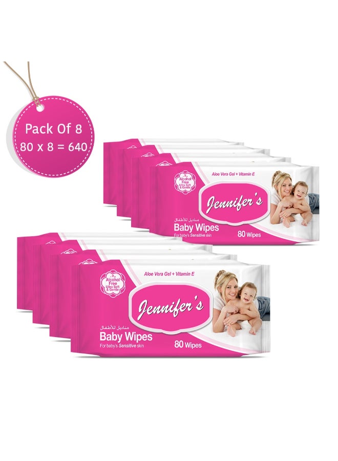 Jennifer's Baby Wipes 80 Sheets 4+4 Free  - Image 1