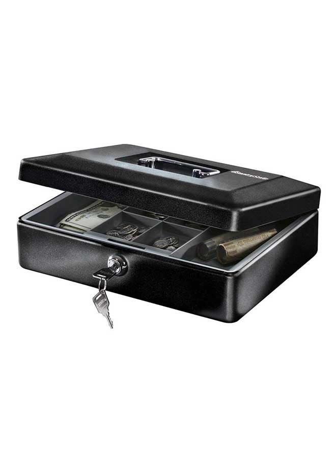 SentrySafe Sentry Cash Box Key Lock Black 9.4x30x23.6cm - Image 1