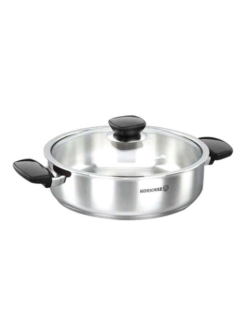 Kappa Stainless Steel Low Casserole Silver 24x6.5cm