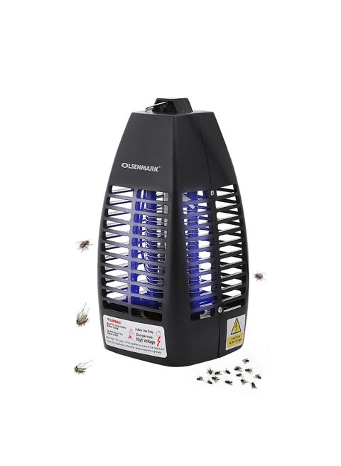 Fly & Insect Killer - Powerful Fly Zapper | 1x4W UV Light Tube - Electric Bug Zapper, Insect Killer, Fly Killer, Wasp Killer - Insect Killing Mesh Grid Black