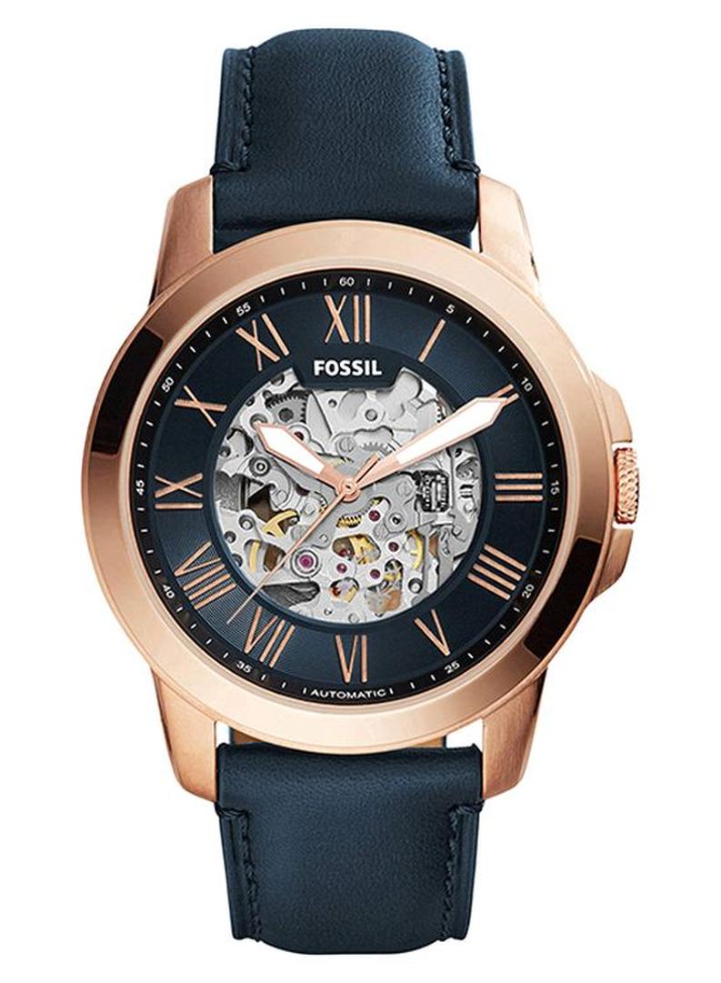 FOSSIL Men's Leather Analog Watch Me3102 - 45 mm - Navy Blue - Image 1
