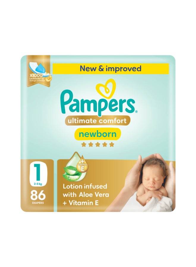 Pampers Premium Care Taped Diapers Size 1 Jumbo Pack 86 Count  - Image 1