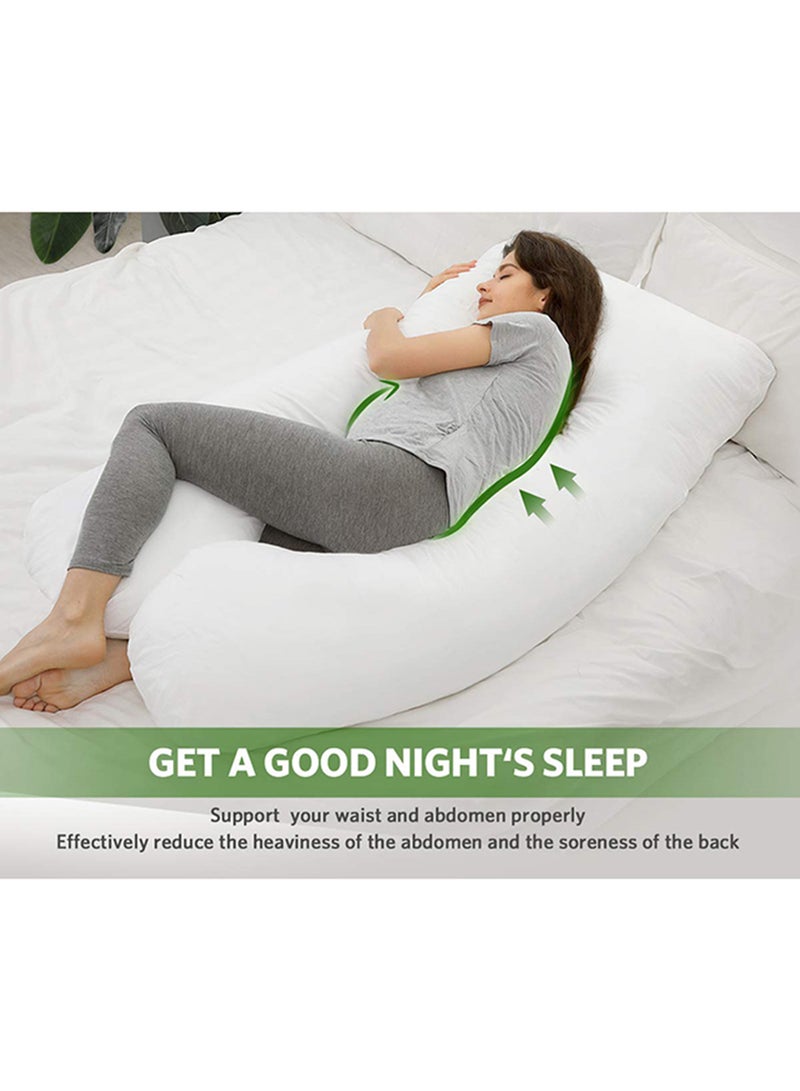 Premium U Shape Comfortable Pregnancy Pillow Polyester, 45x45cm - White Polyester White 45x45cm