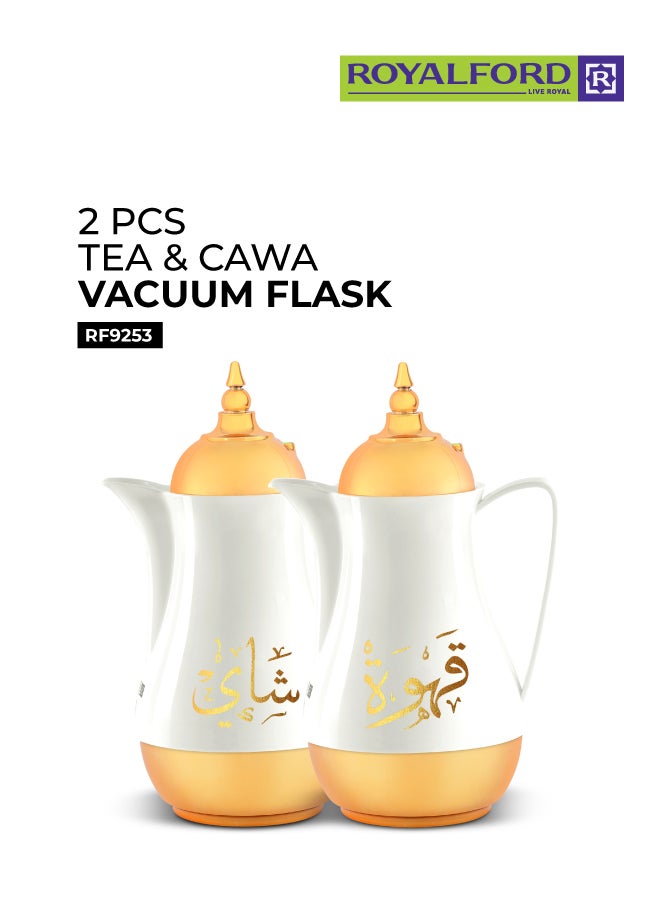 رويال فورد ترامس طقم شاي وقهوة مكون من قطعتين بجدار مزدوج أبيض/ذهبي - Image 1