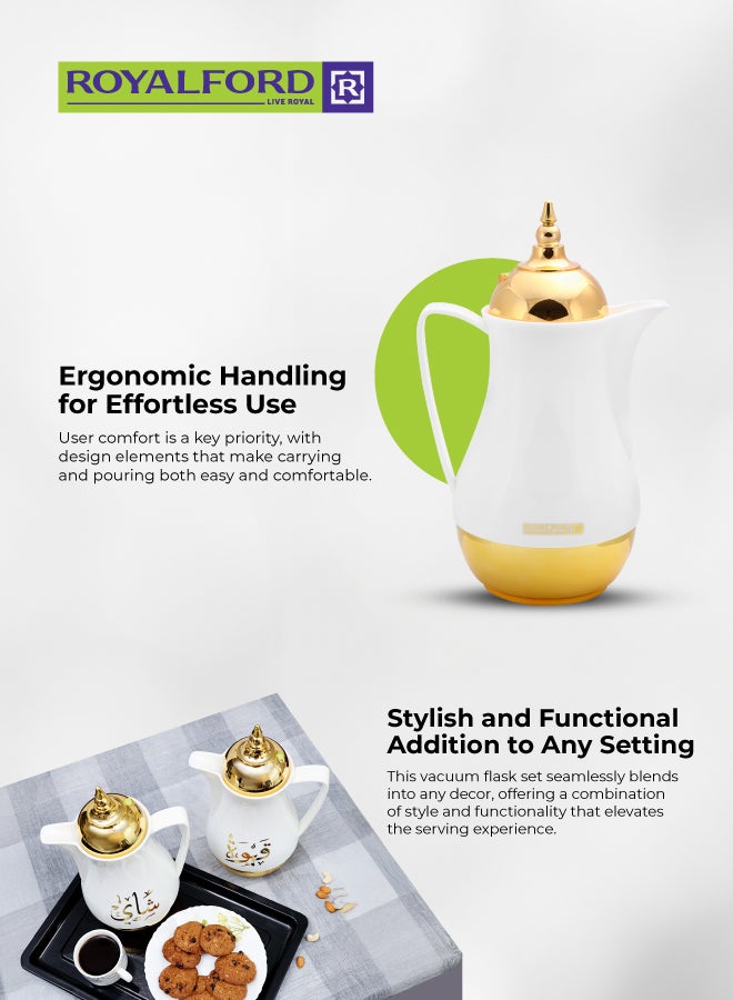 رويال فورد ترامس طقم شاي وقهوة مكون من قطعتين بجدار مزدوج أبيض/ذهبي - Image 4