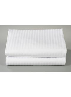 Kingtex Satin Stripe Bed Sheet Cotton White  - Image 3