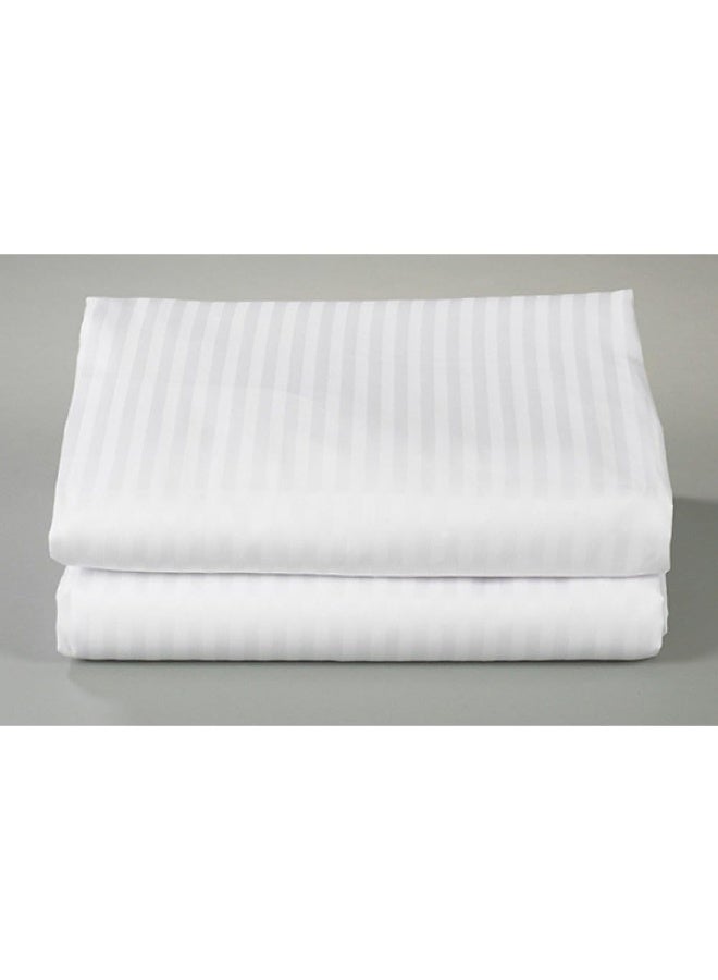 Kingtex Satin Stripe Bed Sheet Cotton White  - Image 3
