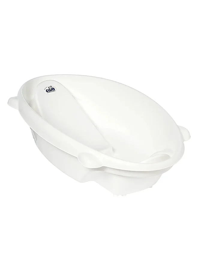 cam Cam Bollicina Baby Bath Tub - White, 1 Piece - From 0 To 12 Months, Support Feet And Plug To Drain The Water, Newborn Bath Tub For Baby, Portable Baby Bathtub, Made In Italy