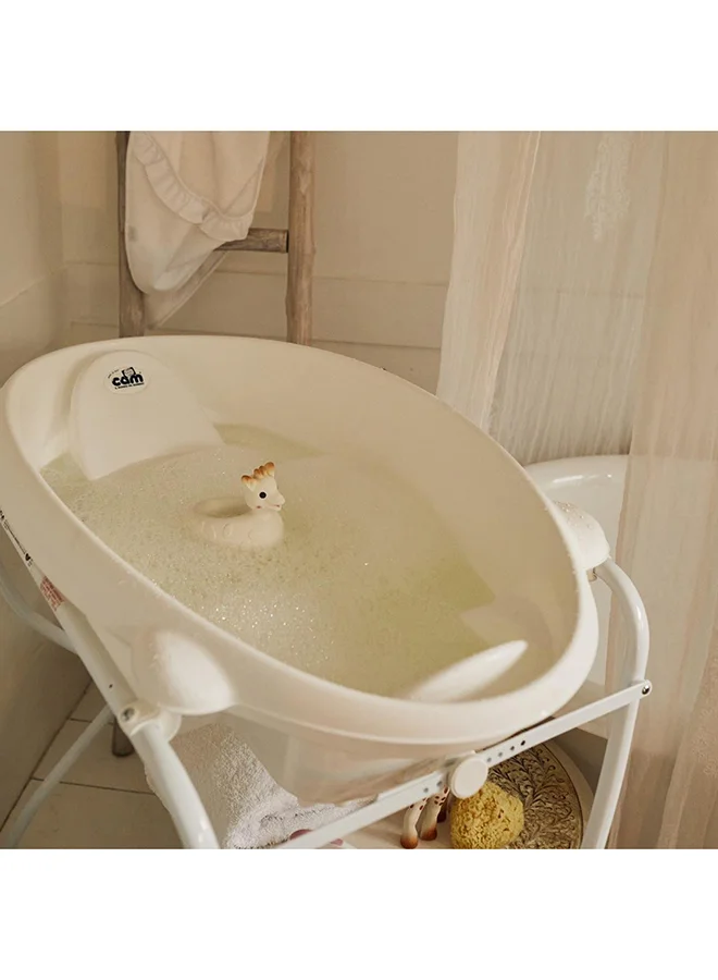 cam Cam Bollicina Baby Bath Tub - White, 1 Piece - From 0 To 12 Months, Support Feet And Plug To Drain The Water, Newborn Bath Tub For Baby, Portable Baby Bathtub, Made In Italy