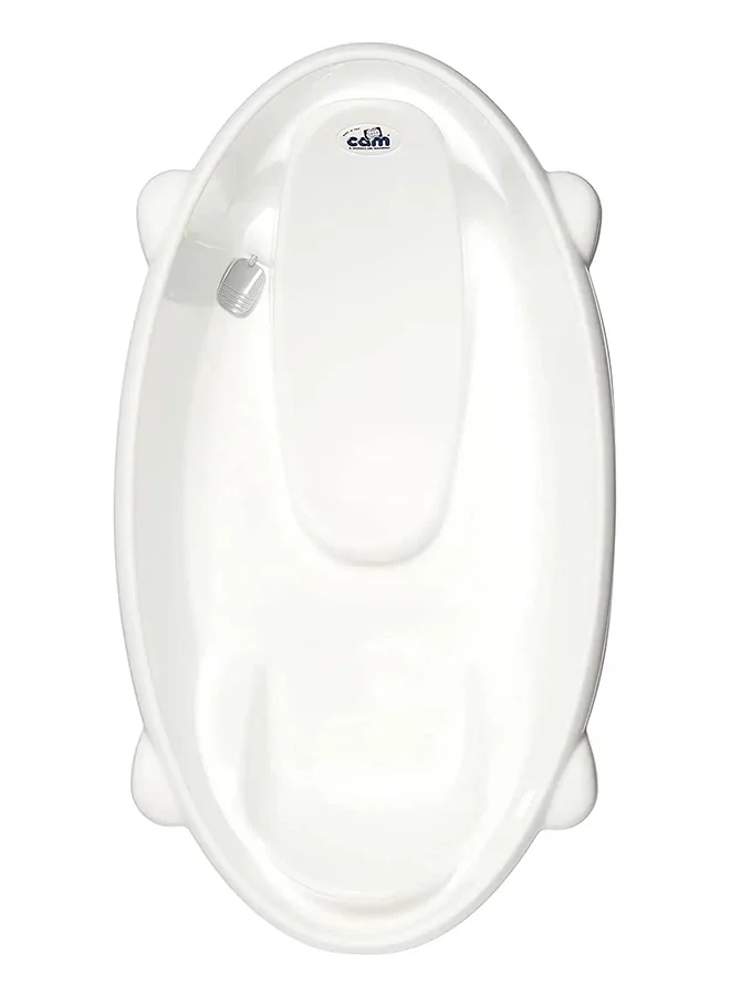 cam Cam Bollicina Baby Bath Tub - White, 1 Piece - From 0 To 12 Months, Support Feet And Plug To Drain The Water, Newborn Bath Tub For Baby, Portable Baby Bathtub, Made In Italy