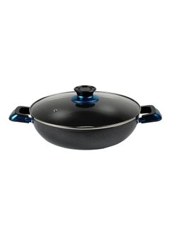 KAWASHI Opera Wok Pan With Glass Lid Black 22cm  - Image 1