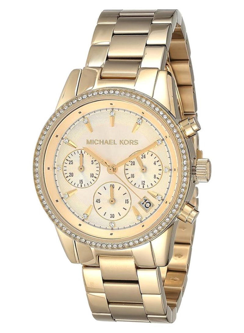 Michael Kors Women's Ritz Round Shape Stainless Steel Chronograph Wrist Watch 37 mm - Gold - MK6356 - Image 1