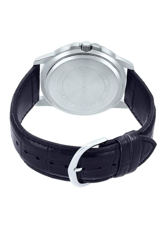 كاسيو ساعة يد بعقارب وسوار من الجلد مقاومة للماء طراز MTP-VD01L-1EVUDF - 45 مم - أسود للرجال - Image 2