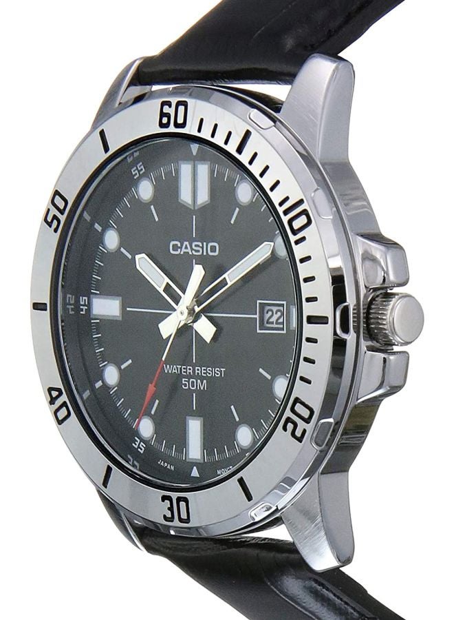 كاسيو ساعة يد بعقارب وسوار من الجلد مقاومة للماء طراز MTP-VD01L-1EVUDF - 45 مم - أسود للرجال - Image 5