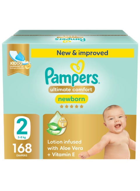 Premium Care Taped Diapers Size 2 Mega Box 168 Count