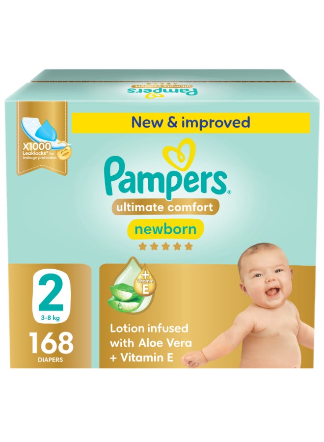 Pampers Premium Care Taped Diapers Size 2 Mega Box 168 Count - Image 1
