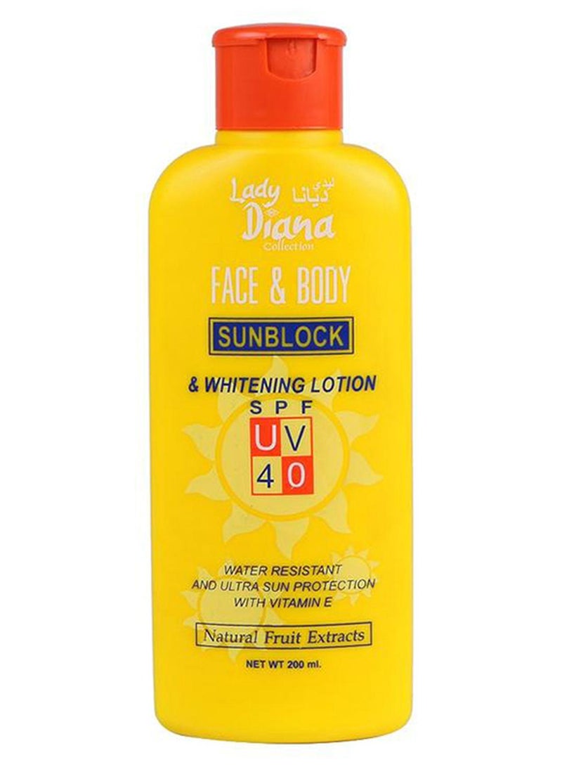 Lady Diana Face And Body Sunblock And Whitening Lotion SPF 40 200ml - Image 1