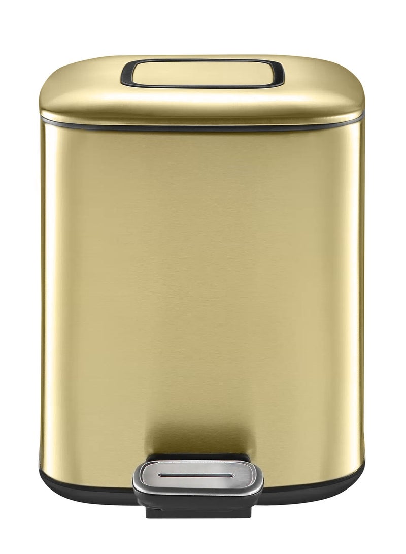 EKO REGENT SERIES | Brushed Stainless Steel Finish | Soft-Closing | Fingerprint-Resistant | Pedal Trash & Garbage Bin | Multiple Sizes ( 6 - 32 Liters ) & Colors  | 12 Liters | Champagne Gold Champagne Gold 12Liters - Image 1