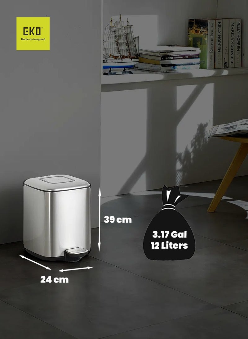 إيكو سلة مهملات بدواسة فضي 12لترات - Image 3
