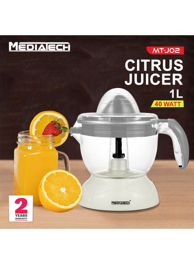 Media Tech Citrus Orange Juicer, 1 L 40 W MT-J02 White/Grey  - Image 2