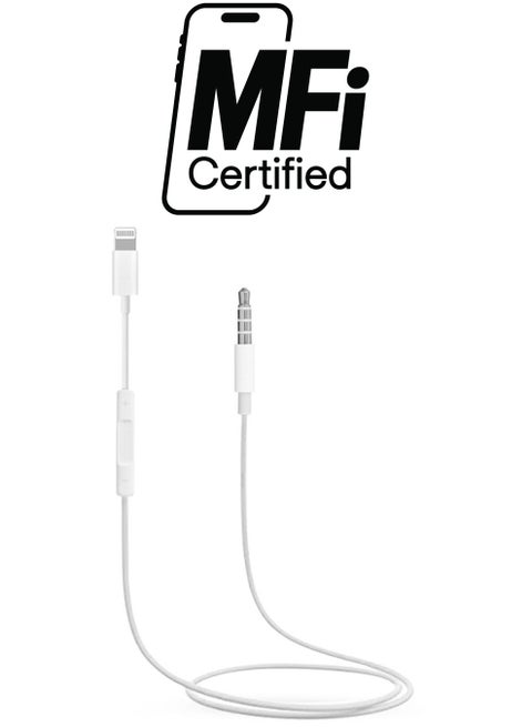 Lightning Port To Aux Jack 3.5 mm Adapter White