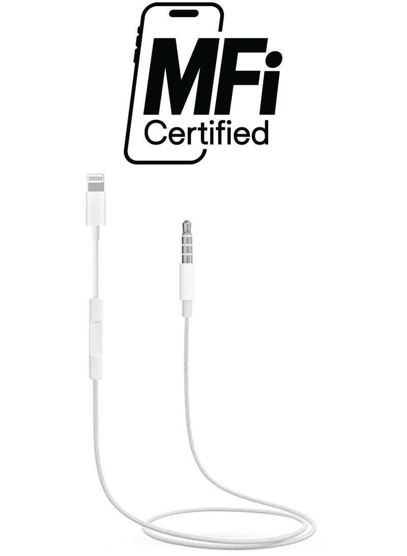 Casni - Lightning Port To Aux Jack 3.5 mm Adapter White - Image 1