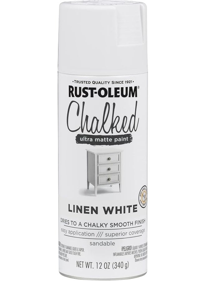 Rust-Oleum 302591 Chalked Ultra Matte Spray Paint ,Linen White, 12 Oz Spray (Pack Of 1) Linen White 12OZ - Image 1