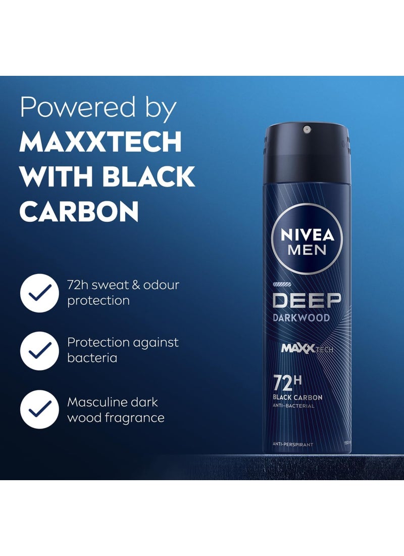 Nivea Deep Dark Wood & Black Carbon Anti-Bacterial Spray Multicolour 150ml  - Image 2