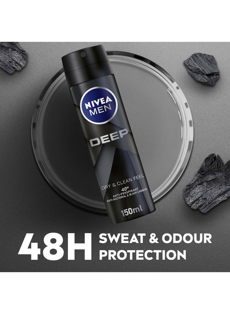 Nivea Deep MaxxTech Warm Darkwood Spray With Black Carbon 72H Odor And Sweat Protection 150ml - Image 2