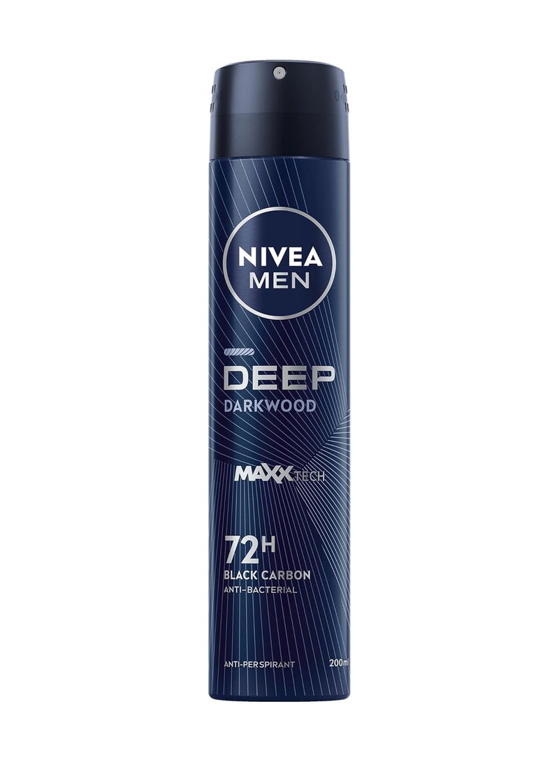 Nivea Deep Black Carbon Dark Wood Anti-Perspirant Spray 200ml - Image 1
