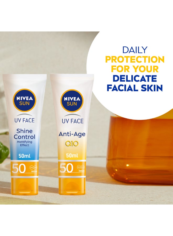 Nivea - Anti-Age Q10 Sun Cream UV Face 50 High 50ml - Image 1