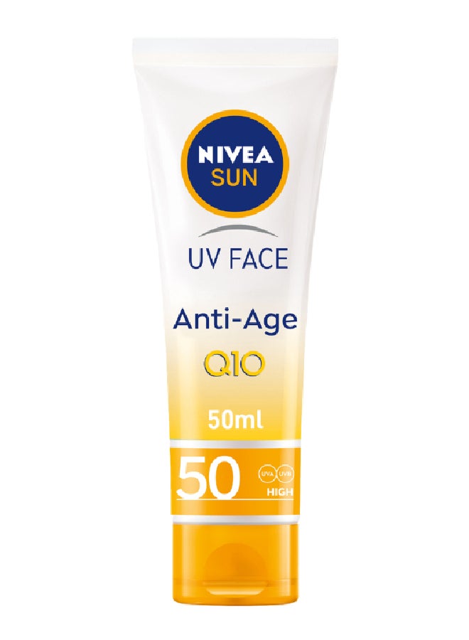 Nivea Anti-Age Q10 Sun Cream UV Face 50 High 50ml - Image 1