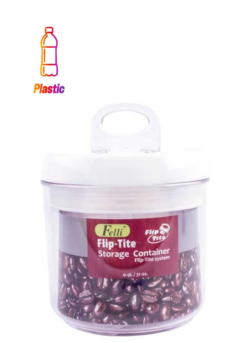 فيلي حافظة طعام مستديرة بقفل قلاب شفاف/ أبيض