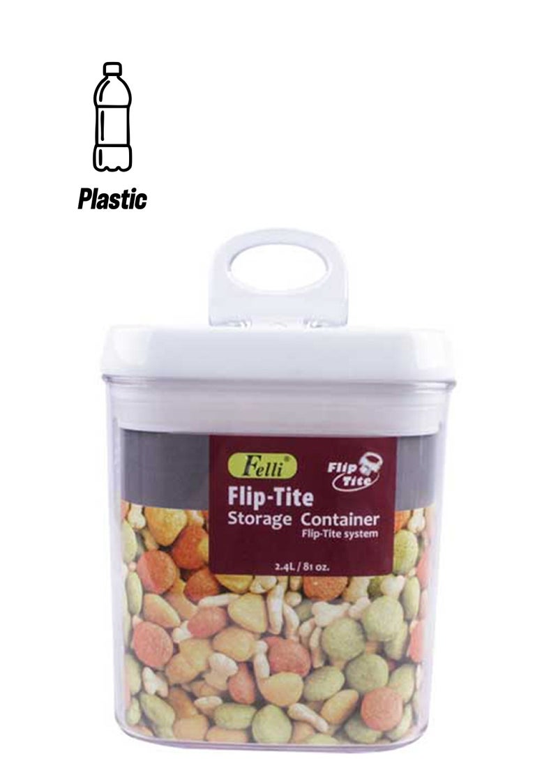 فيلي وعاء فليب تايت مربع الشكل لحفظ الطعام شفاف/ أبيض