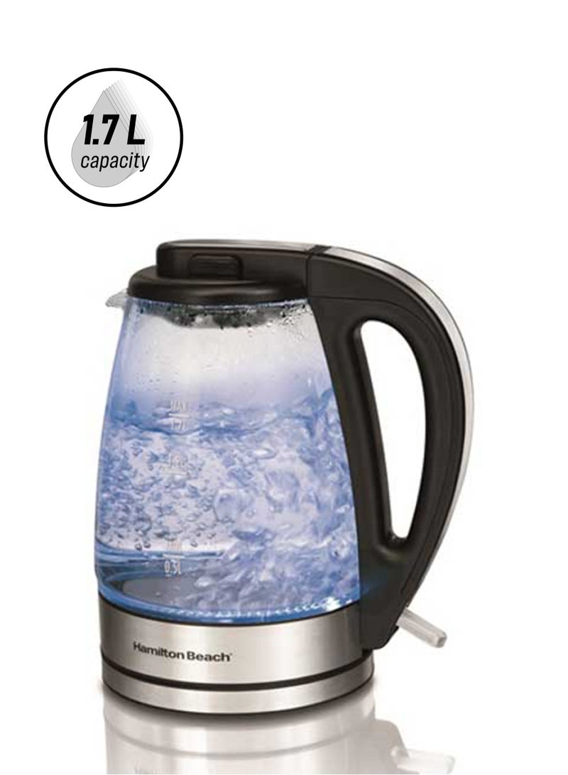 هاملتون بيتش التجارية - غلاية كهربائية سعة 1.7 لتر 1.7 L 2000 W 40865-SAU شفاف/ فضي - Image 1