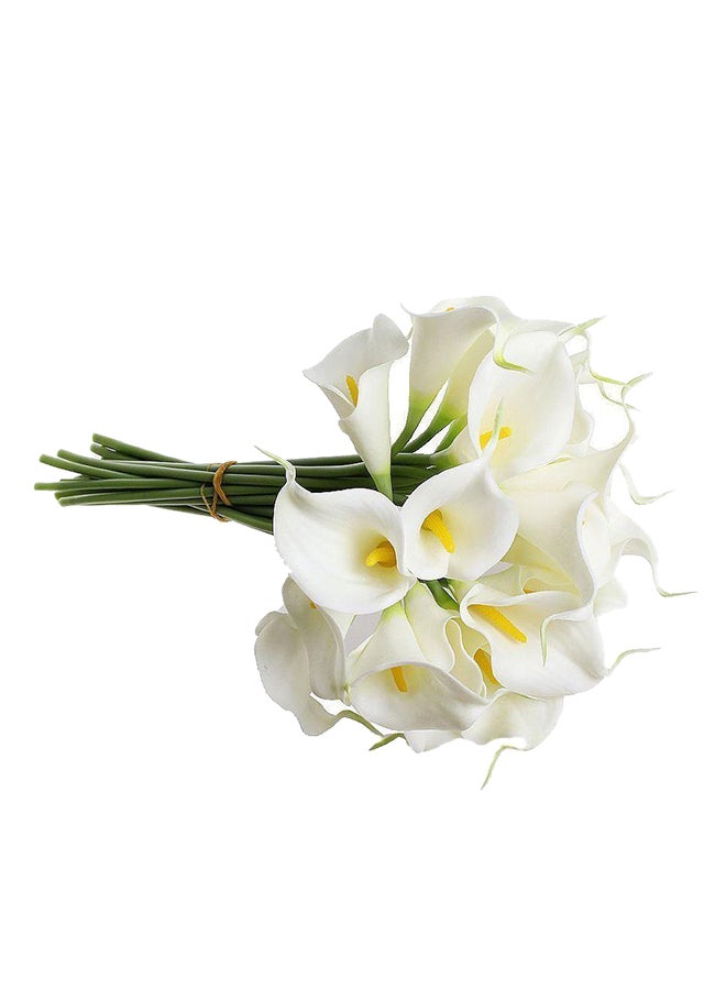 Flower District 10 Pcs Artificial Calla Lily White/Yellow/Green 20cm - Image 1