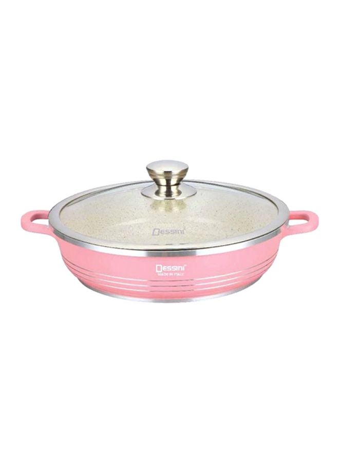 DESSINI Granite Shallow Cooking Pot Pink 32cm