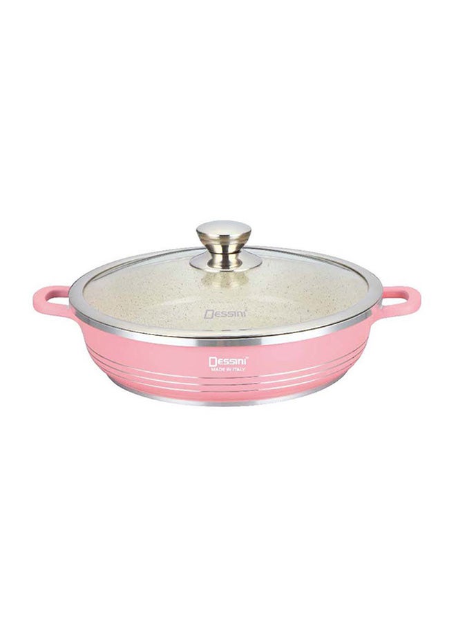 DESSINI Granite Shallow Cooking Pot Pink 36cm