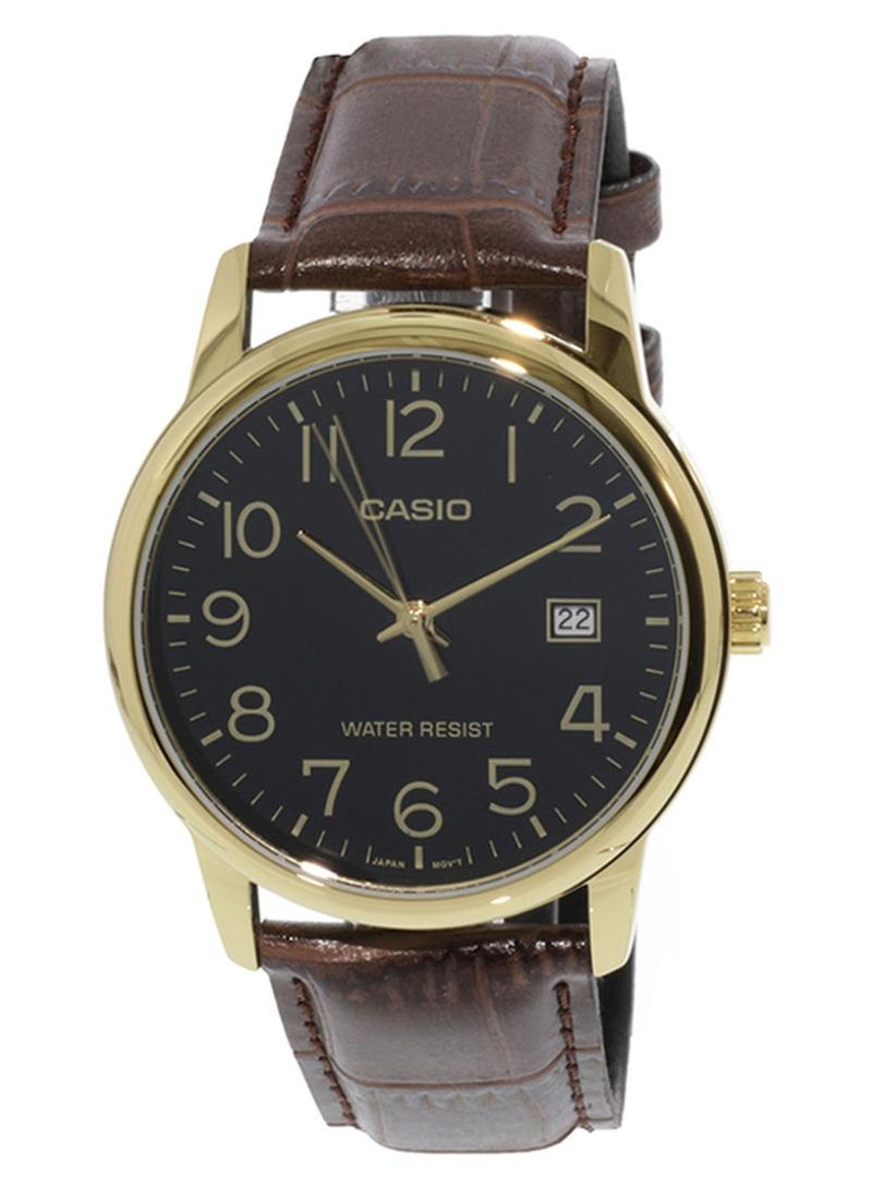 كاسيو ساعة يد بعقارب مقاومة للماء طراز MTP-V002GL-1BUDF - 44 مم - بني للرجال - Image 1