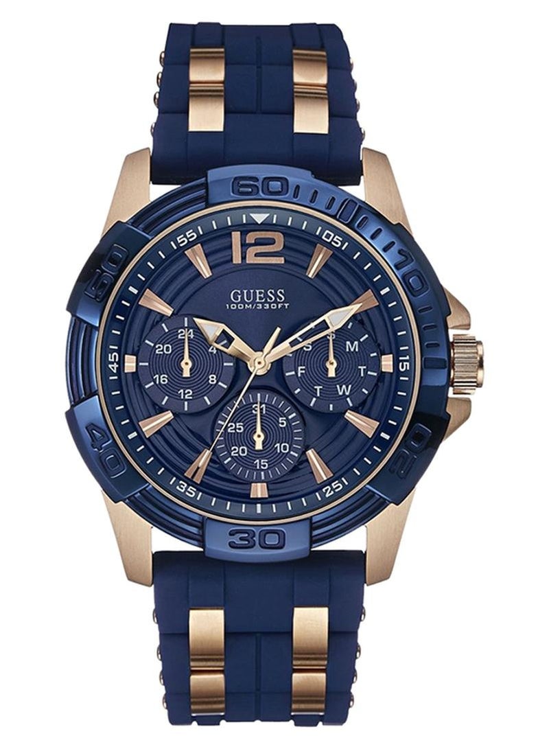 GUESS Men's Oasis Analog Watch W0366G4 - 36 mm - Blue/Gold - Image 1