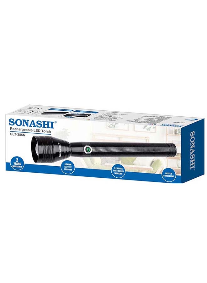 SONASHI - Rechargeable LED Torch with 2KM Long Range Coverage   7 Hours of Continuous Working with 2500mAh Battery  Portable And Compact Torch  Ideal for Camping Hiking and Outdoors SLT-385 Black - Image 1